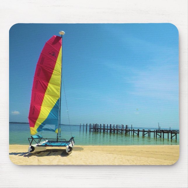 Tapis De Souris Chat en bord de mer - Voile Mousepad (Devant)