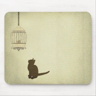 Tapis De Souris Chat et cage à oiseaux