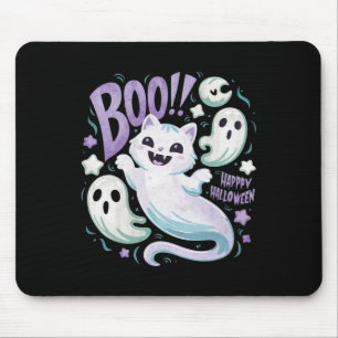 Tapis De Souris Chat fantôme Boo Kitty Halloween