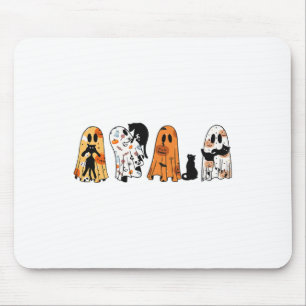 Tapis De Souris Chat Fantôme Halloween Fantôme Chat Noir Saison Éf