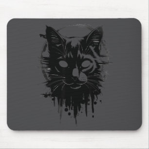 Tapis De Souris Chat goth mignon effrayant croquis de kitty horreu