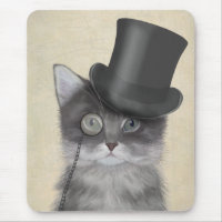 Chat gris avec chapeau supérieur