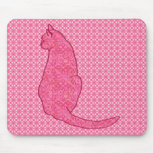 Tapis De Souris Chat japonais - Fuchsia Pink Batik