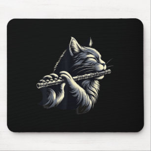 Tapis De Souris Chat Jouer Flute Musicien Chats Lover