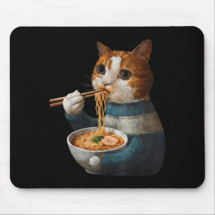 Tapis De Souris Chat Kawaii Mangeant Des Nouilles Ramen Cadeau Drô