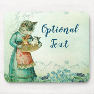 Tapis De Souris Chat maman vintage avec chatons 