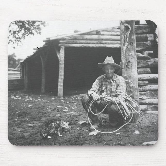 Tapis De Souris Chat mangeant hors d'une boîte de café (Devant)