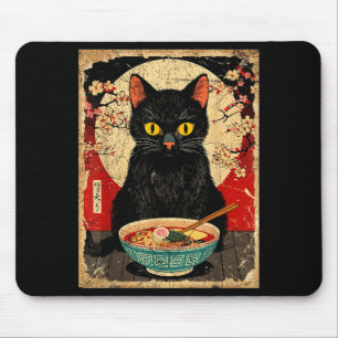 Tapis De Souris Chat Mignon Mangeant Des Nouilles Ramen Drôle Cade
