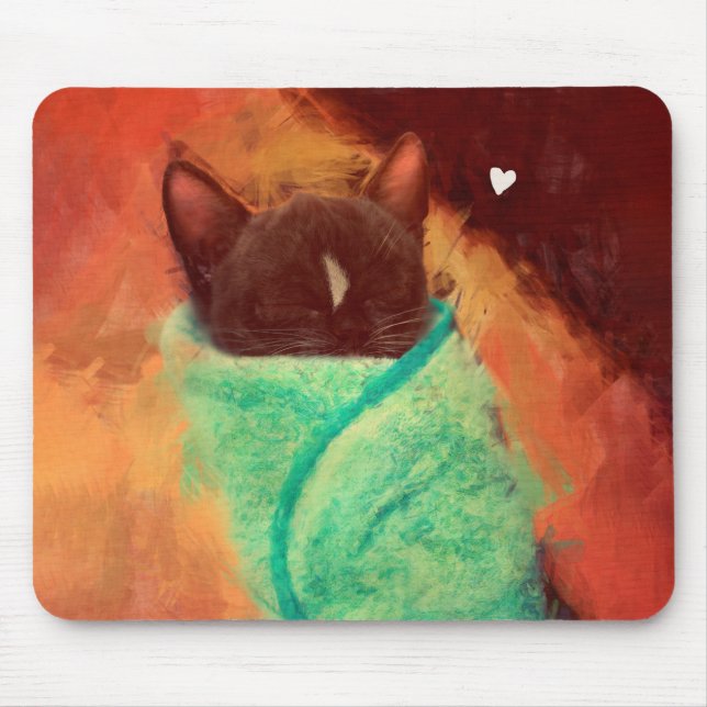 Tapis De Souris Chat mignon Purrito avec le coeur (Devant)