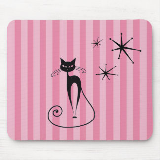 Tapis de souris chat noir atomique milieu de siècl