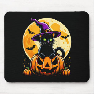 Tapis De Souris Chat noir Citrouille d'Halloween