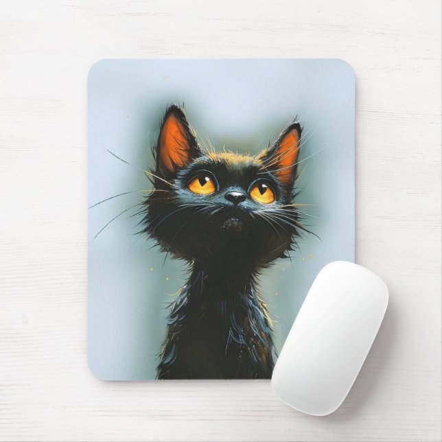 Tapis De Souris Chat noir enchanté (Avec souris)