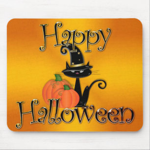 Tapis De Souris Chat noir et citrouille de Halloween