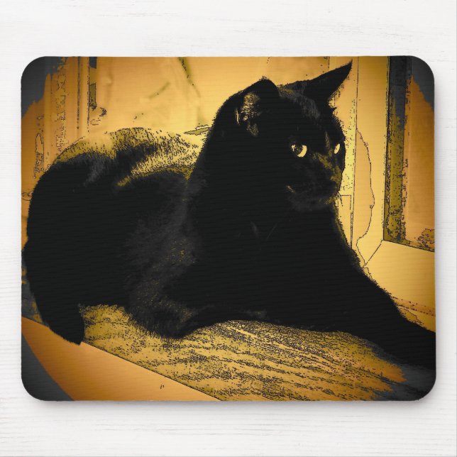 Tapis De Souris Chat noir et orange (Devant)