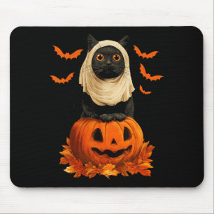 Tapis De Souris Chat noir fantôme de citrouille d'Halloween effray