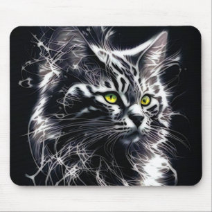 Tapis de souris chat noir fractal électrique