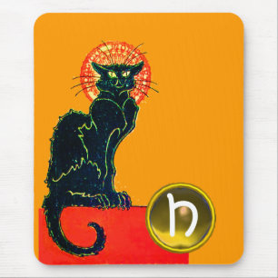 TAPIS DE SOURIS CHAT NOIR HALLOWEEN PARTY MONOGRAM