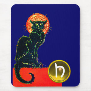TAPIS DE SOURIS CHAT NOIR HALLOWEEN PARTY MONOGRAM