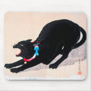 Tapis De Souris Chat noir Hissing Fine Art par Hiroaki Takahashi