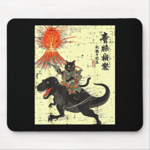 Tapis De Souris Chat noir japonais sur Trex drôle de garçons ukiyo