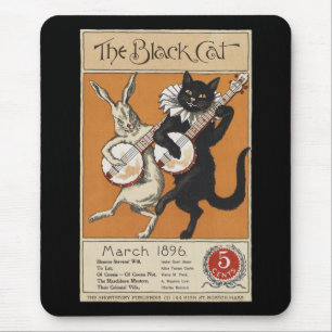 Tapis De Souris Chat noir jouant Banjo, artiste inconnu