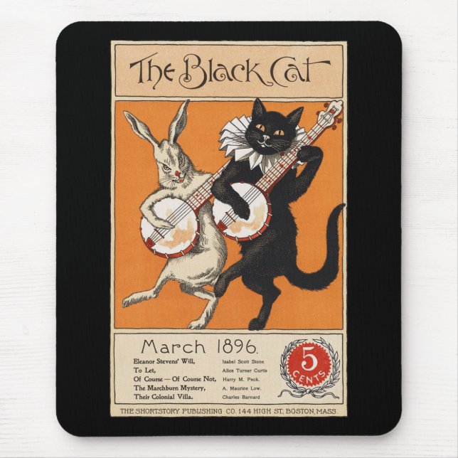 Tapis De Souris Chat noir jouant Banjo, artiste inconnu (Devant)
