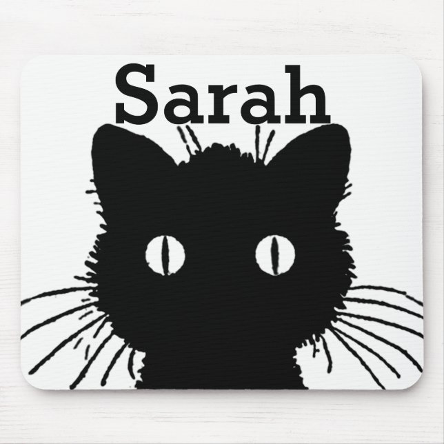 Tapis De Souris Chat noir Personnalisé (Devant)