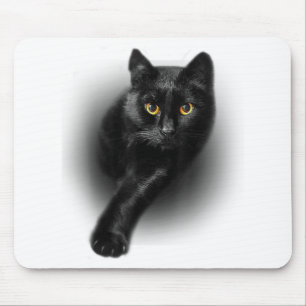 Tapis De Souris Chat noir Yellow Eyes T-shirt Chats Tee