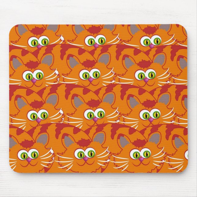 Tapis De Souris Chat Orange Aux Yeux Vert Adorable (Devant)