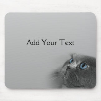 Tapis De Souris Chat persan gris avec des yeux bleus sur le gris