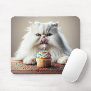 Tapis De Souris Chat Perse Avec Cupcake Anniversaire