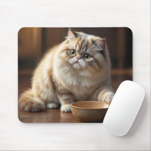 Tapis De Souris Chat Perse Avec Un Bol De Nourriture Vide