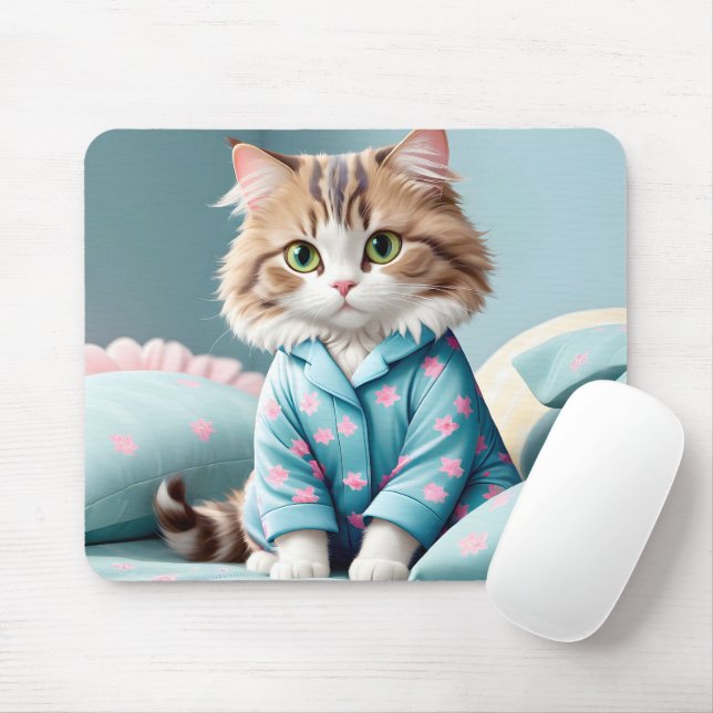Tapis De Souris Chat portant un pyjama (Avec souris)