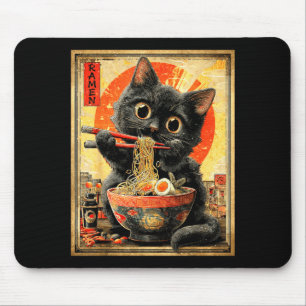 Tapis De Souris Chat Ramen Drôle Amoureux de Nouilles Anime Otaku