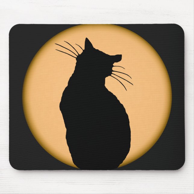Tapis De Souris Chat silhouetté contre la lune Mousepad (Devant)