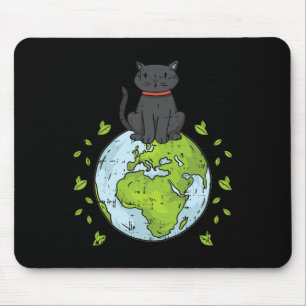 Tapis De Souris Chat Sitting Planet Jour des terres De l'environne