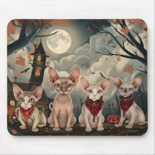 Tapis De Souris Chat Sphynx Halloween Effrayant