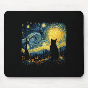 Tapis De Souris Chat Starry Nuit Van Gogh Chat pour Amoureux des c
