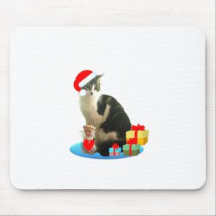 Tapis De Souris chat tigré de Noël et petit ange mignon