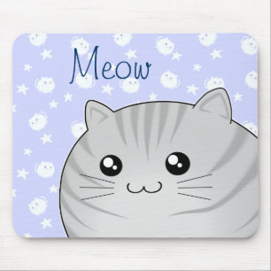 Tapis De Souris Chat tigré gris mignon de minou de Kawaii