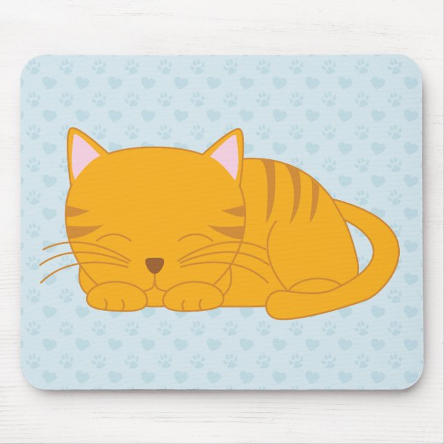 Tapis De Souris Chat tigré orange de sommeil (Devant)