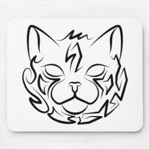 Tapis De Souris Chat tribal noir et blanc