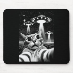 Tapis De Souris Chat Ufo Drôle Invasion Mème Rétro Alien Chat Ufo