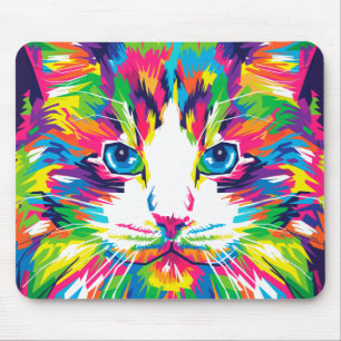 Tapis de souris chat WPAP vibrant