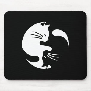 Tapis De Souris Chat Yin Yang Peace Love Interconnectées Idée cade