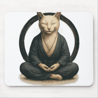 Tapis De Souris Chat zen en méditation – Art de yoga mindful Enso