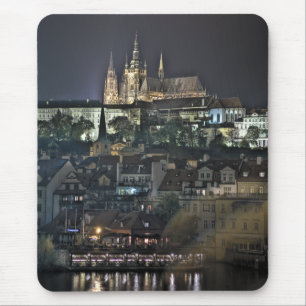 Tapis De Souris Château de Prague St.Vitus Cathédrale Nuit