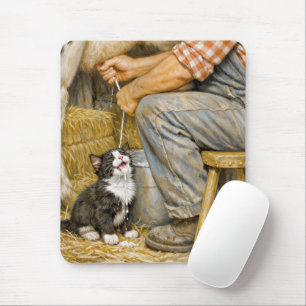 Tapis De Souris Chaton buvant du lait de vache