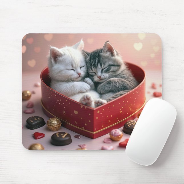 Tapis De Souris Chatons Dans La Boîte À Bonbons Coeur (Avec souris)