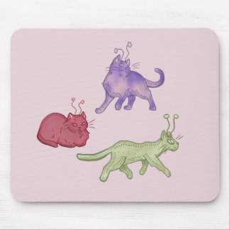Tapis De Souris Chats Aliens Espace Fantaisiste Chat Drôle Sci-Fi